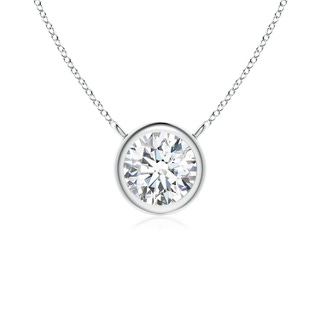 4.4mm GVS2 Bezel-Set Round Diamond Solitaire Necklace in White Gold