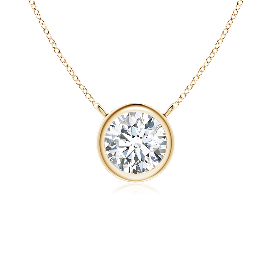 4.4mm GVS2 Bezel-Set Round Diamond Solitaire Necklace in Yellow Gold 