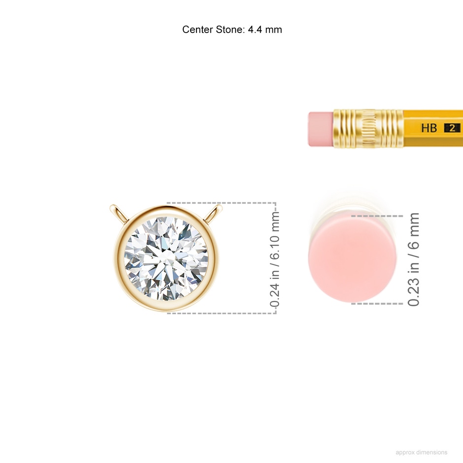 4.4mm GVS2 Bezel-Set Round Diamond Solitaire Necklace in Yellow Gold ruler