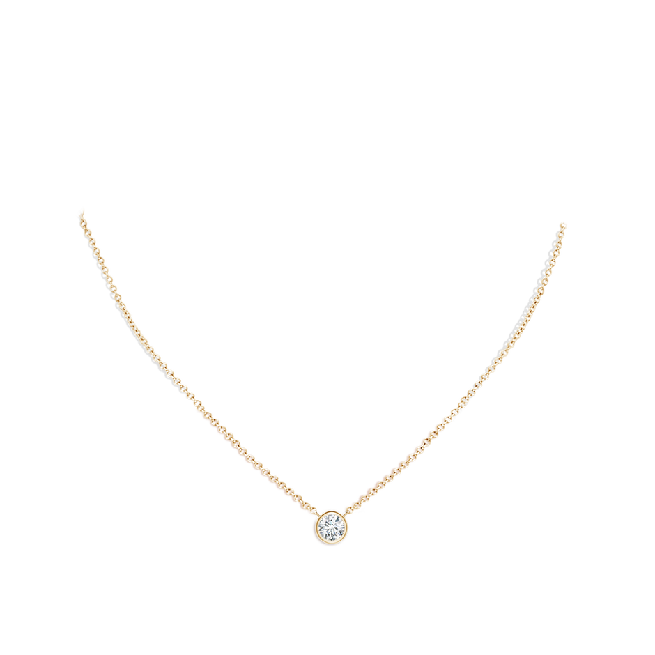 4.4mm GVS2 Bezel-Set Round Diamond Solitaire Necklace in Yellow Gold pen