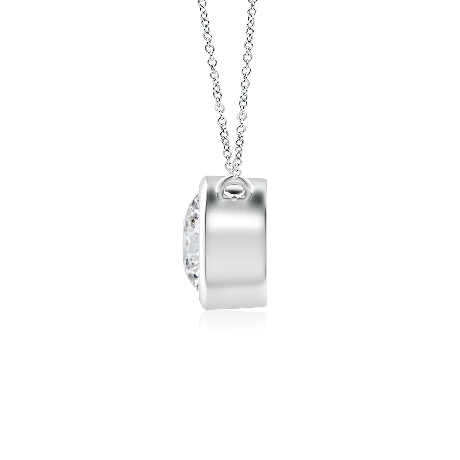 4.4mm HSI2 Bezel-Set Round Diamond Solitaire Necklace in 18K White Gold