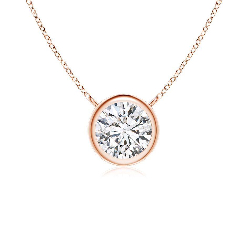 4.4mm HSI2 Bezel-Set Round Diamond Solitaire Necklace in Rose Gold 