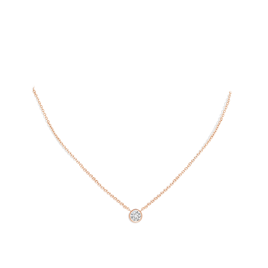 4.4mm HSI2 Bezel-Set Round Diamond Solitaire Necklace in Rose Gold pen