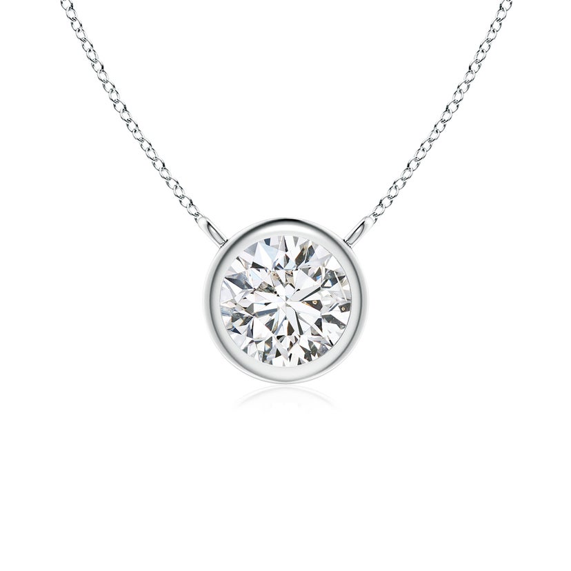 Bezel-Set Round Diamond Solitaire Necklace