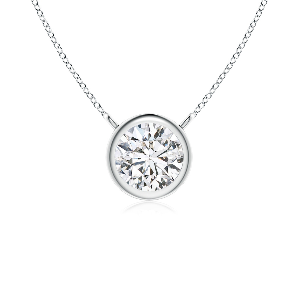 4.4mm HSI2 Bezel-Set Round Diamond Solitaire Necklace in White Gold