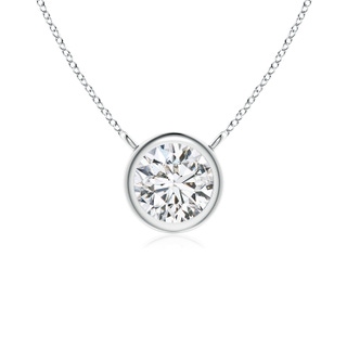 4.4mm HSI2 Bezel-Set Round Diamond Solitaire Necklace in White Gold