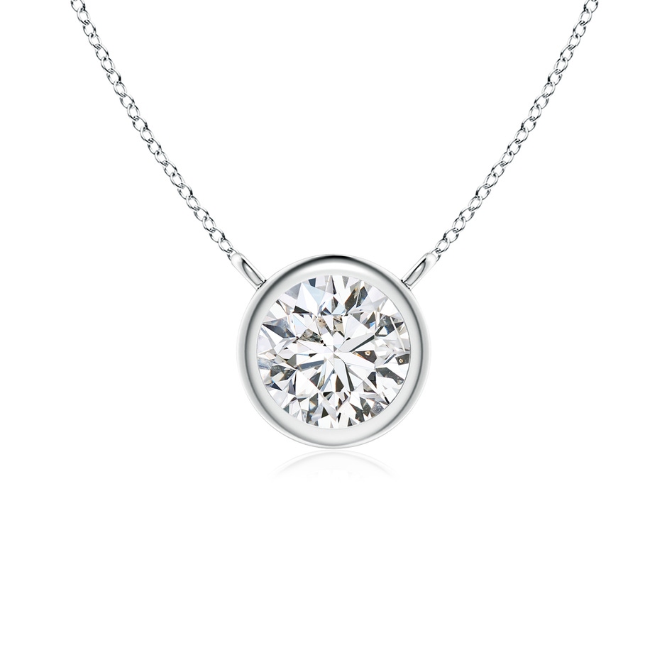 4.4mm HSI2 Bezel-Set Round Diamond Solitaire Necklace in White Gold 