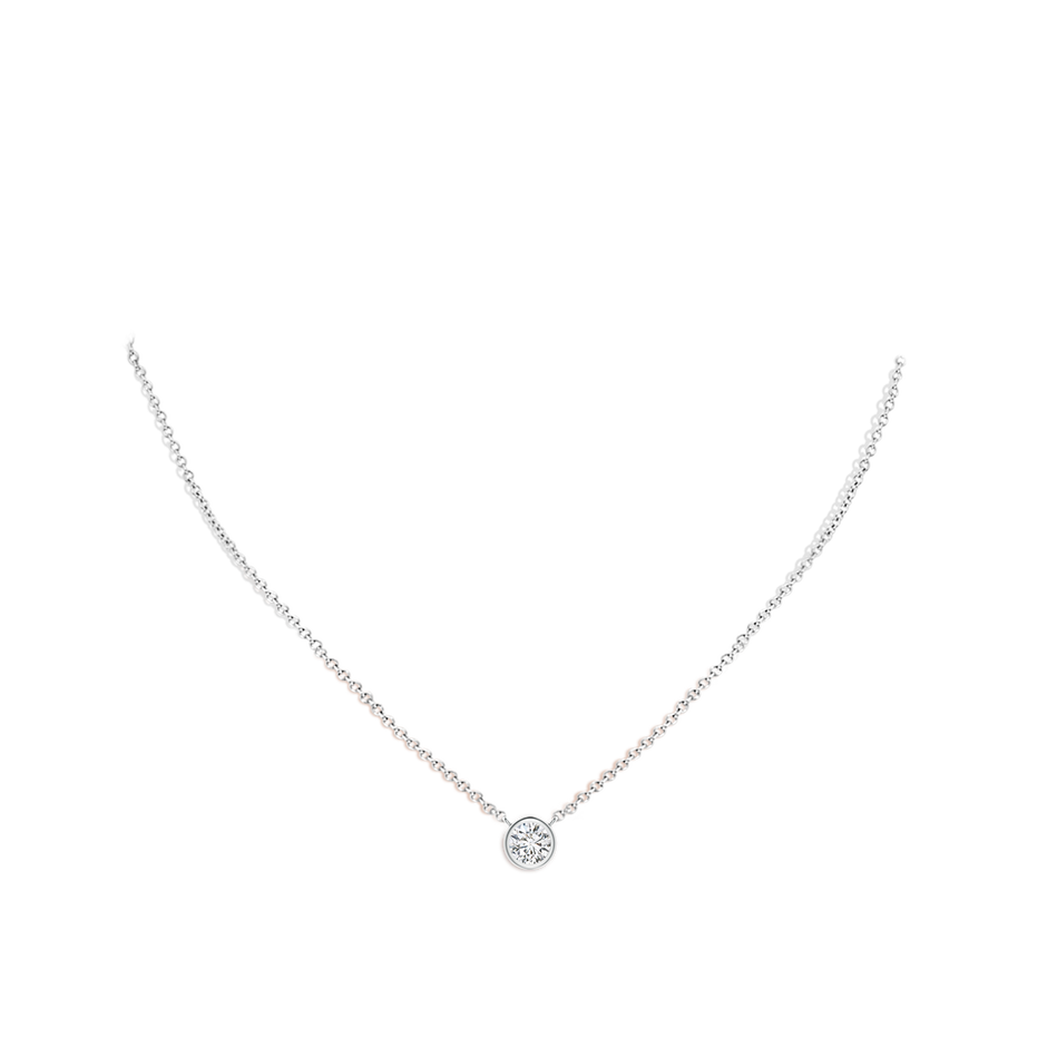 4.4mm HSI2 Bezel-Set Round Diamond Solitaire Necklace in White Gold pen