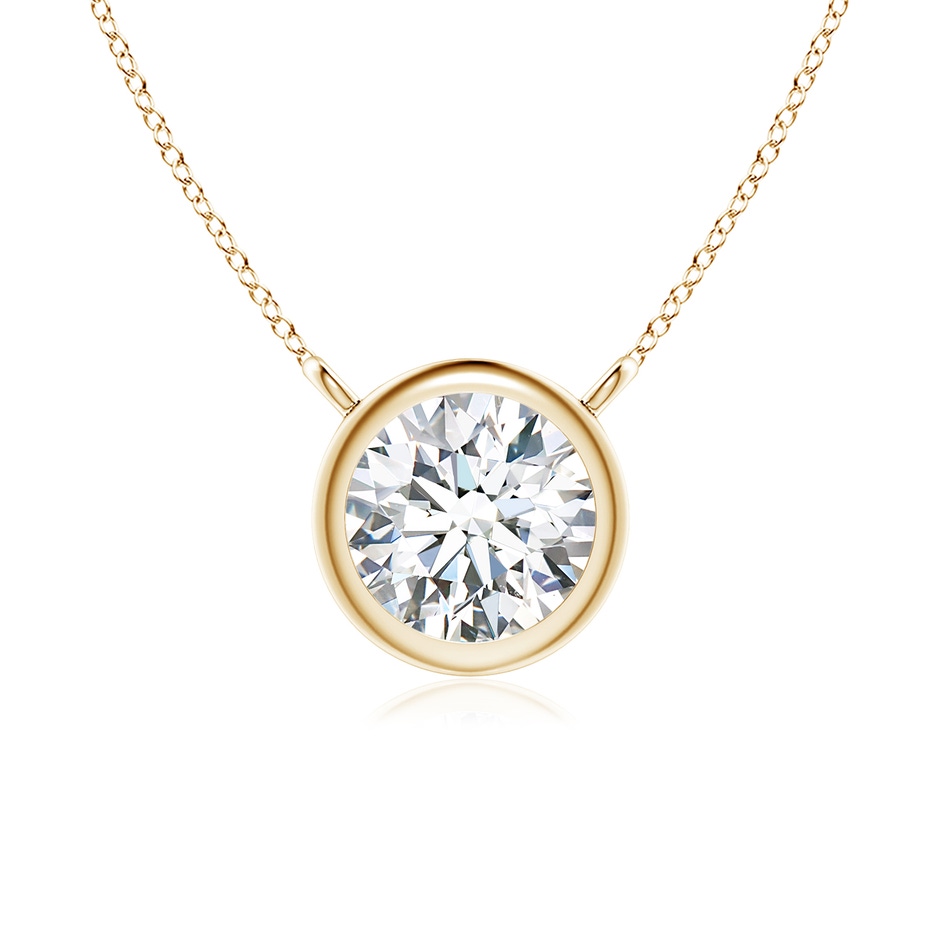 5.1mm GVS2 Bezel-Set Round Diamond Solitaire Necklace in Yellow Gold 