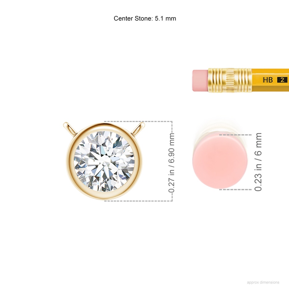 5.1mm GVS2 Bezel-Set Round Diamond Solitaire Necklace in Yellow Gold ruler