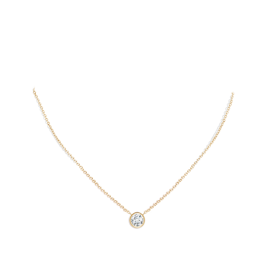 5.1mm GVS2 Bezel-Set Round Diamond Solitaire Necklace in Yellow Gold pen