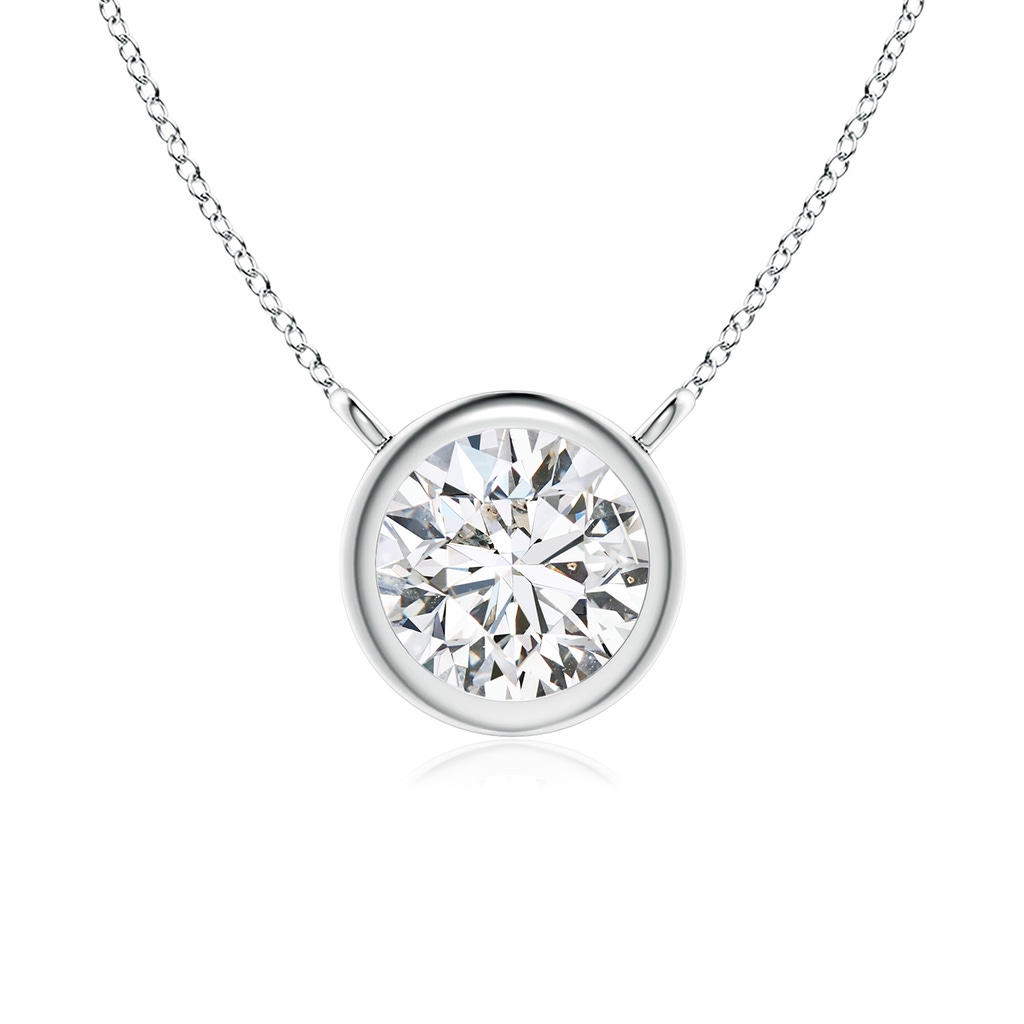 5.1mm HSI2 Bezel-Set Round Diamond Solitaire Necklace in 18K White Gold 
