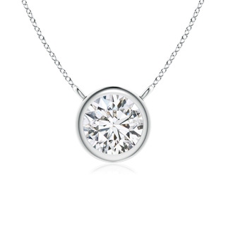 5.1mm HSI2 Bezel-Set Round Diamond Solitaire Necklace in 18K White Gold