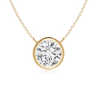 5.1mm HSI2 Bezel-Set Round Diamond Solitaire Necklace in 18K Yellow Gold
