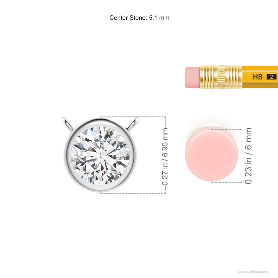 5.1mm HSI2 Bezel-Set Round Diamond Solitaire Necklace in White Gold ruler