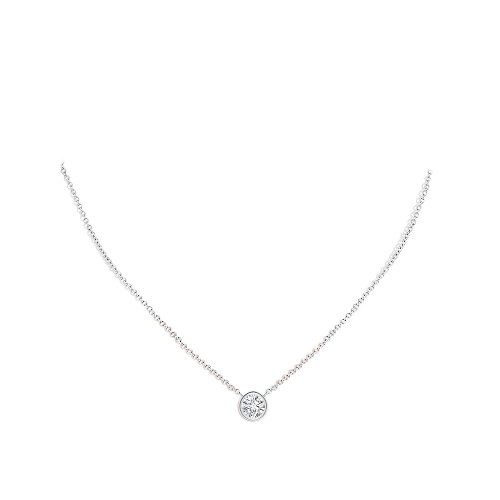 5.1mm HSI2 Bezel-Set Round Diamond Solitaire Necklace in White Gold pen