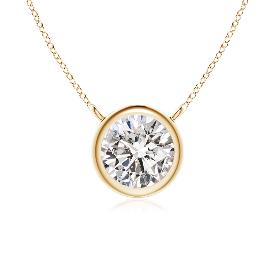 5.1mm IJI1I2 Bezel-Set Round Diamond Solitaire Necklace in Yellow Gold 
