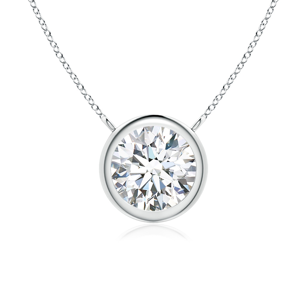 6.4mm GVS2 Bezel-Set Round Diamond Solitaire Necklace in P950 Platinum