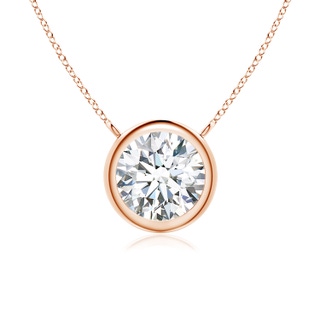 6.4mm GVS2 Bezel-Set Round Diamond Solitaire Necklace in Rose Gold