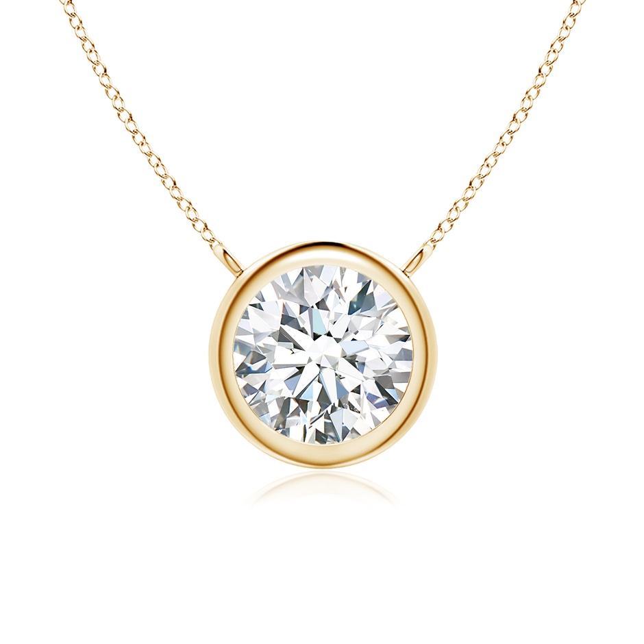 6.4mm GVS2 Bezel-Set Round Diamond Solitaire Necklace in Yellow Gold 
