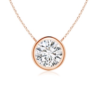 6.4mm HSI2 Bezel-Set Round Diamond Solitaire Necklace in 10K Rose Gold