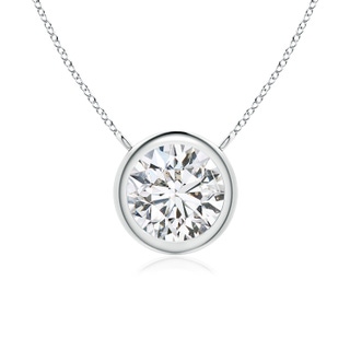 6.4mm HSI2 Bezel-Set Round Diamond Solitaire Necklace in White Gold