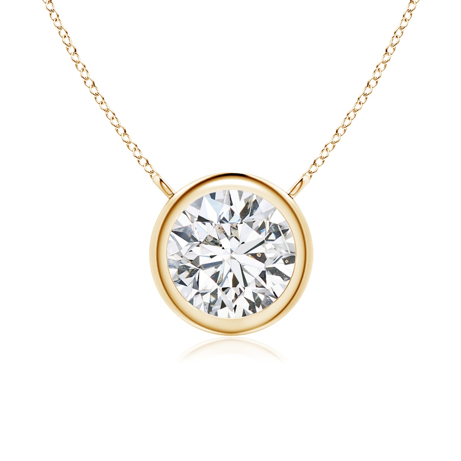 6.4mm HSI2 Bezel-Set Round Diamond Solitaire Necklace in Yellow Gold 