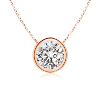 6.4mm IJI1I2 Bezel-Set Round Diamond Solitaire Necklace in Rose Gold