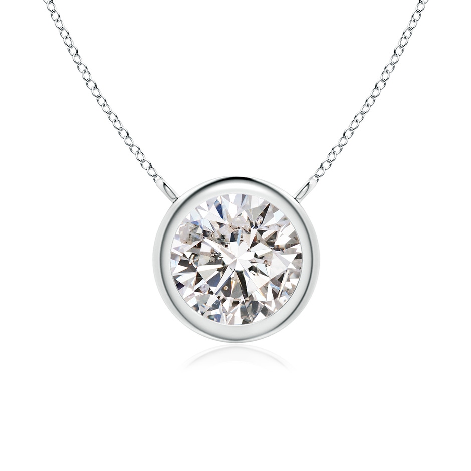 6.4mm IJI1I2 Bezel-Set Round Diamond Solitaire Necklace in White Gold 