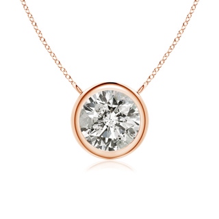 6.4mm KI3 Bezel-Set Round Diamond Solitaire Necklace in 9K Rose Gold