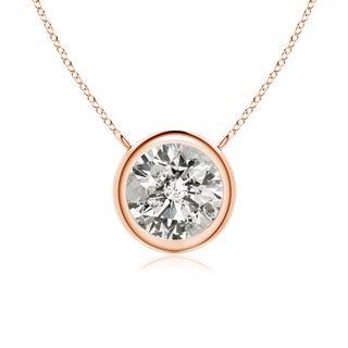 6.4mm KI3 Bezel-Set Round Diamond Solitaire Necklace in Rose Gold