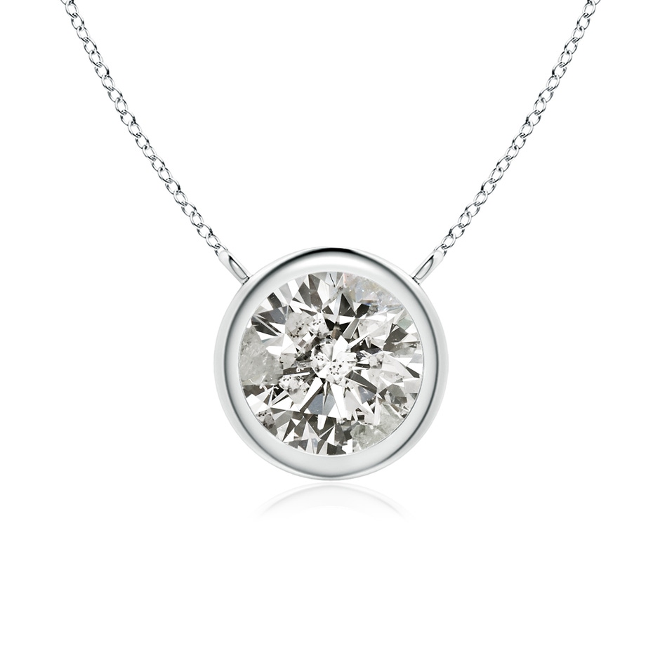 6.4mm KI3 Bezel-Set Round Diamond Solitaire Necklace in White Gold 