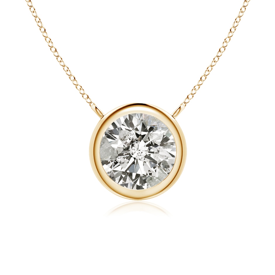 6.4mm KI3 Bezel-Set Round Diamond Solitaire Necklace in Yellow Gold 