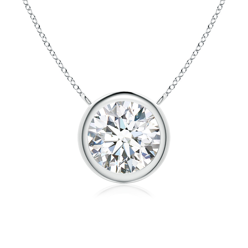 7.4mm GVS2 Bezel-Set Round Diamond Solitaire Necklace in P950 Platinum 