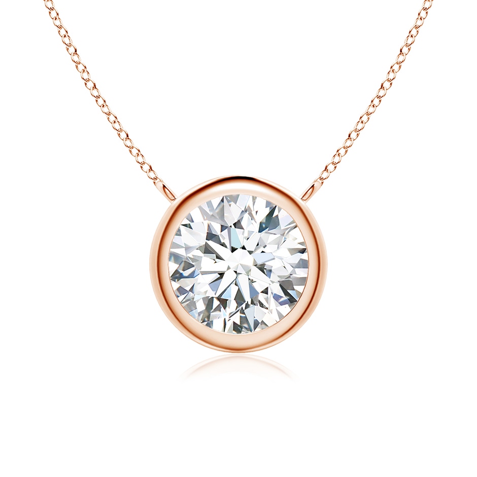 7.4mm GVS2 Bezel-Set Round Diamond Solitaire Necklace in Rose Gold 