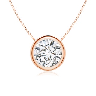 7.4mm HSI2 Bezel-Set Round Diamond Solitaire Necklace in 10K Rose Gold