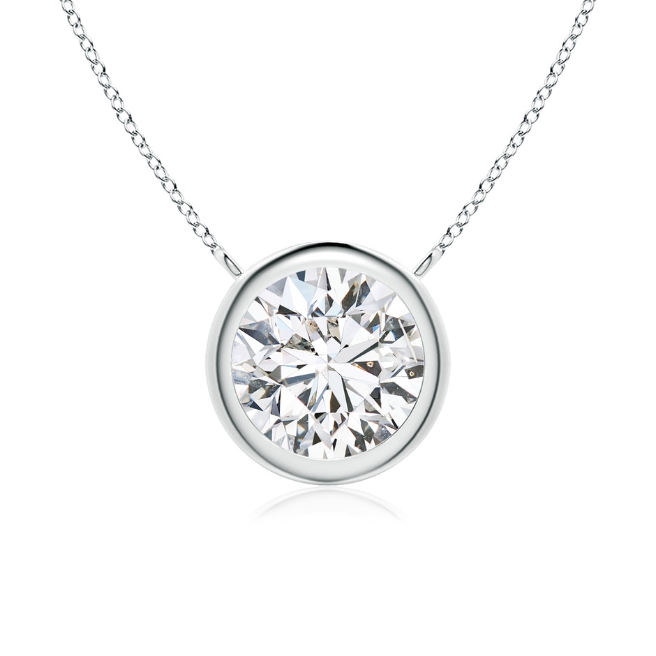 7.4mm HSI2 Bezel-Set Round Diamond Solitaire Necklace in P950 Platinum 