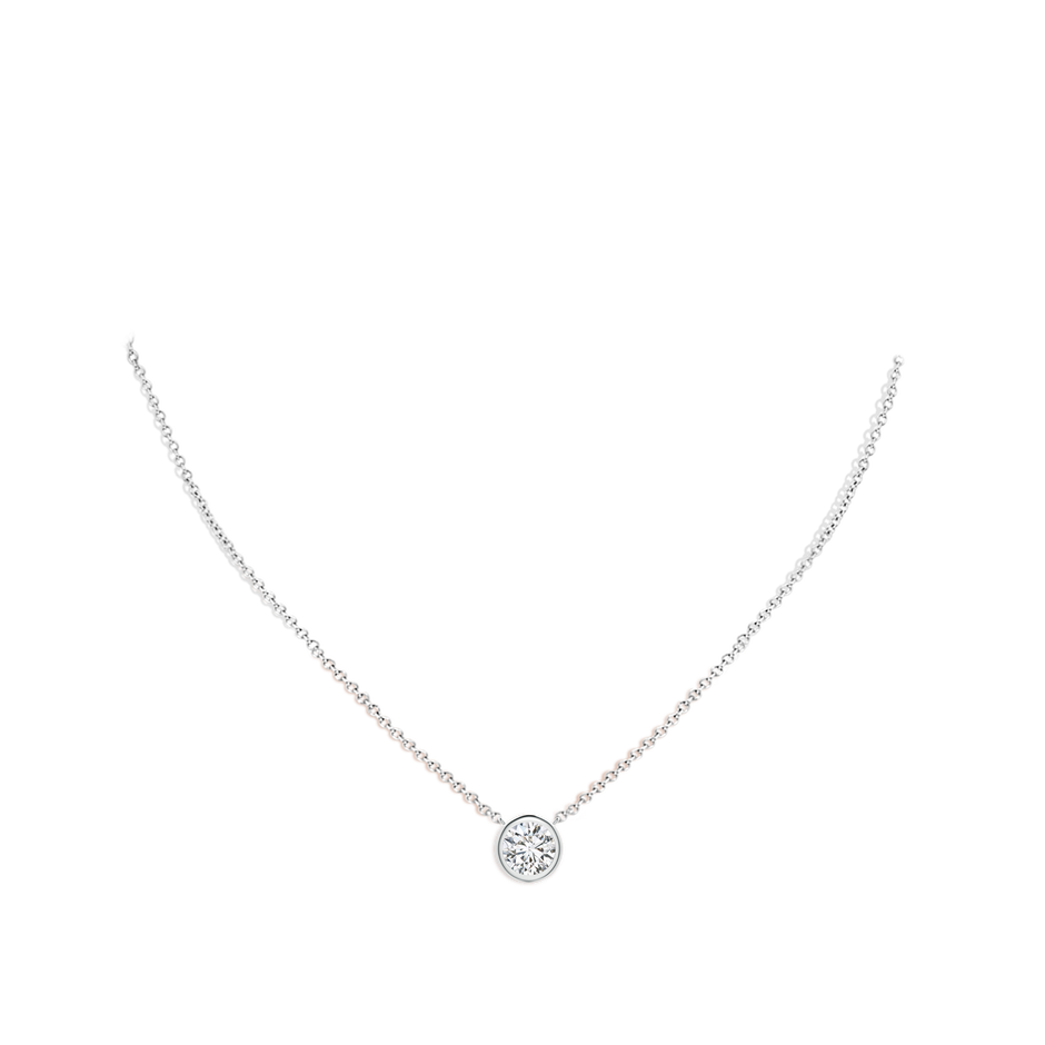 7.4mm HSI2 Bezel-Set Round Diamond Solitaire Necklace in P950 Platinum pen