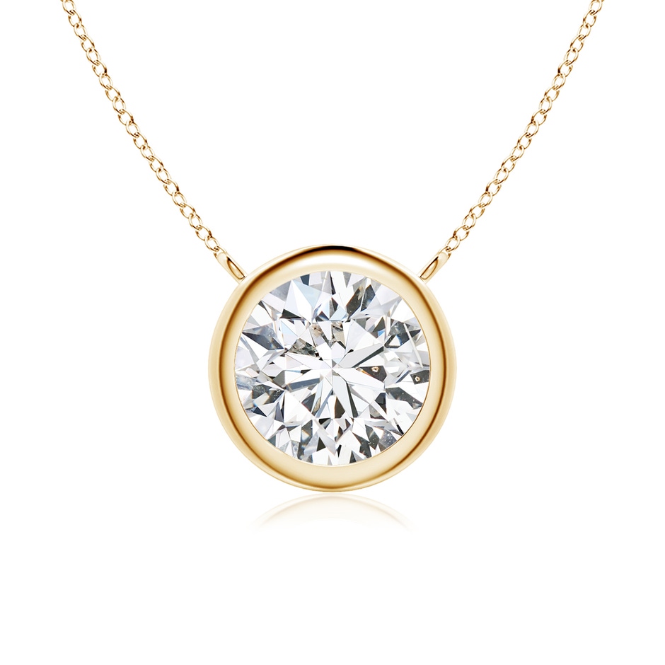 7.4mm HSI2 Bezel-Set Round Diamond Solitaire Necklace in Yellow Gold 