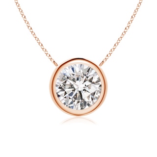 7.4mm IJI1I2 Bezel-Set Round Diamond Solitaire Necklace in Rose Gold