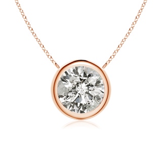 7.4mm KI3 Bezel-Set Round Diamond Solitaire Necklace in Rose Gold