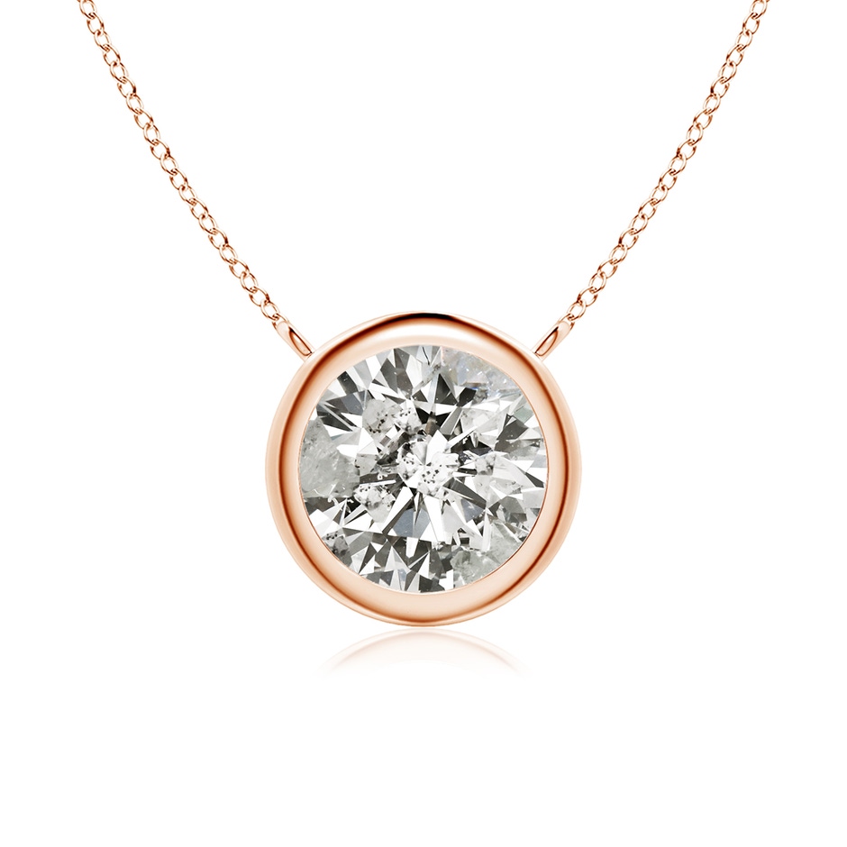 7.4mm KI3 Bezel-Set Round Diamond Solitaire Necklace in Rose Gold 