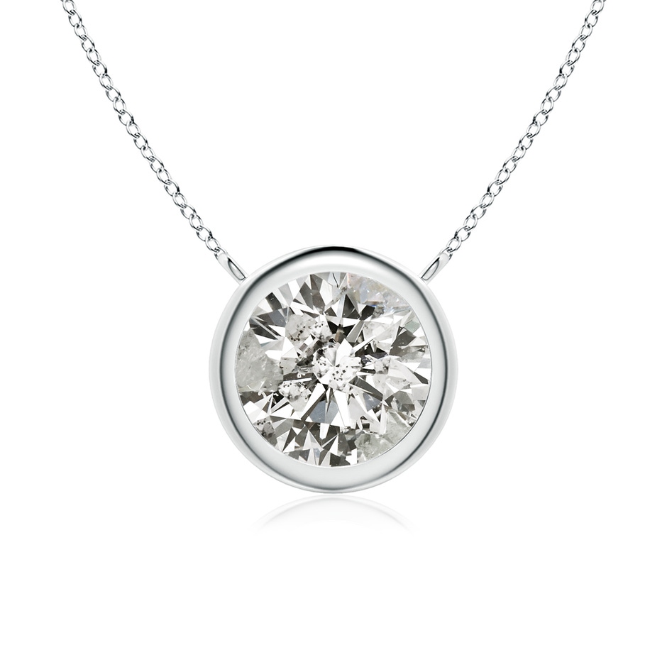 7.4mm KI3 Bezel-Set Round Diamond Solitaire Necklace in White Gold 