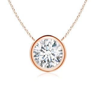 8mm GVS2 Bezel-Set Round Diamond Solitaire Necklace in Rose Gold