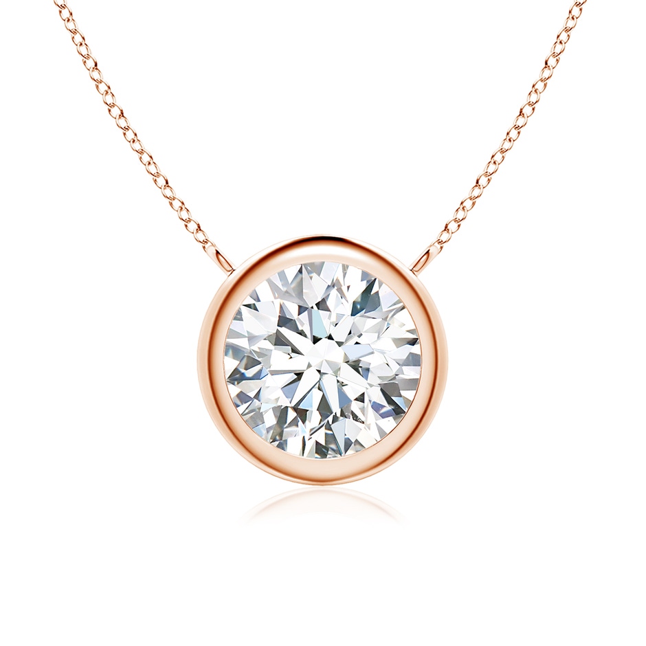 8mm GVS2 Bezel-Set Round Diamond Solitaire Necklace in Rose Gold 
