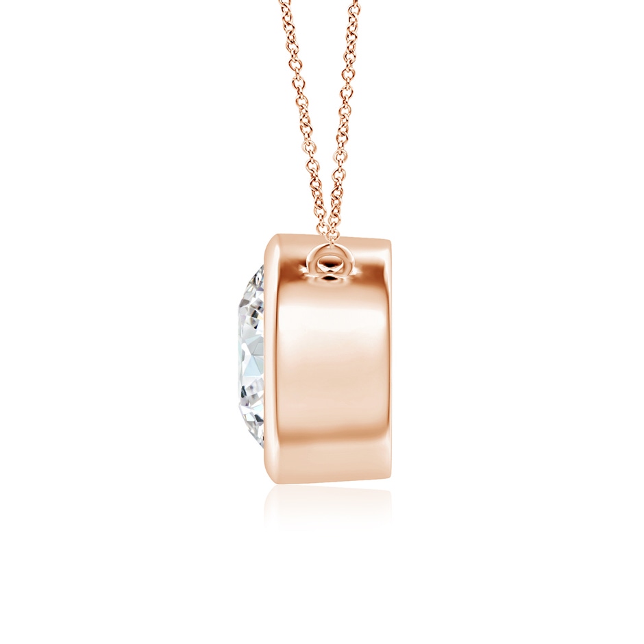 8mm GVS2 Bezel-Set Round Diamond Solitaire Necklace in Rose Gold side 199