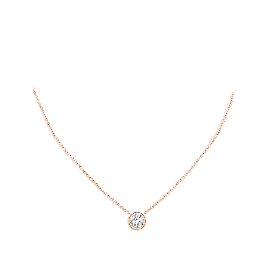 8mm GVS2 Bezel-Set Round Diamond Solitaire Necklace in Rose Gold pen