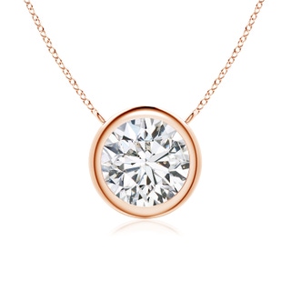 8mm HSI2 Bezel-Set Round Diamond Solitaire Necklace in 10K Rose Gold