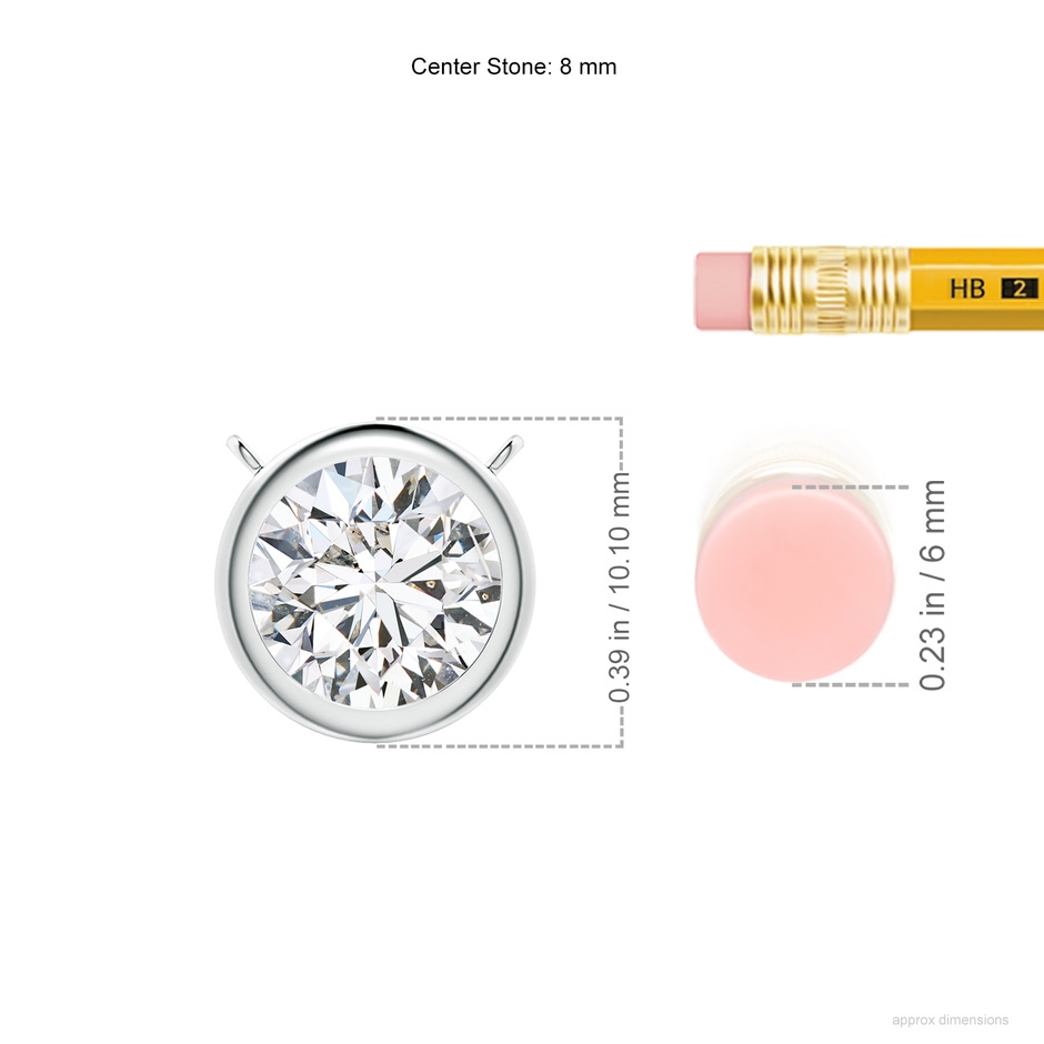 8mm HSI2 Bezel-Set Round Diamond Solitaire Necklace in P950 Platinum ruler