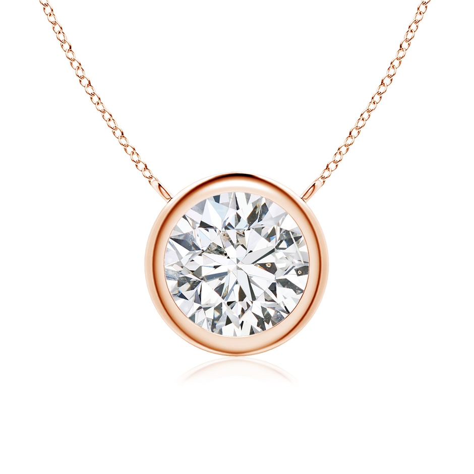 8mm HSI2 Bezel-Set Round Diamond Solitaire Necklace in Rose Gold 